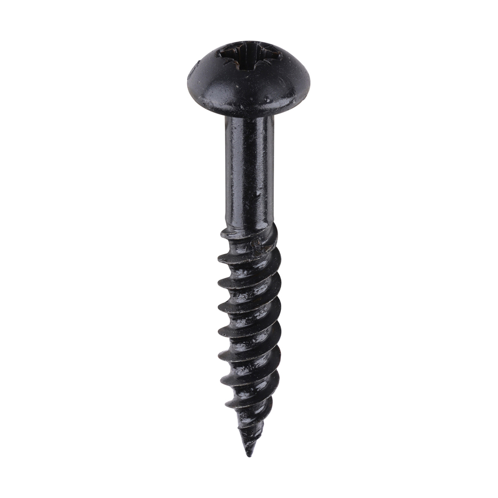 Timco Blackjax Woodscrews - PZ - Round - Black Organic - 10 x 1 1/4