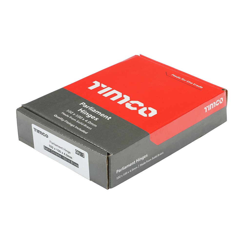 Parliament Hinges - Solid Brass - Satin Chrome 102 x 100