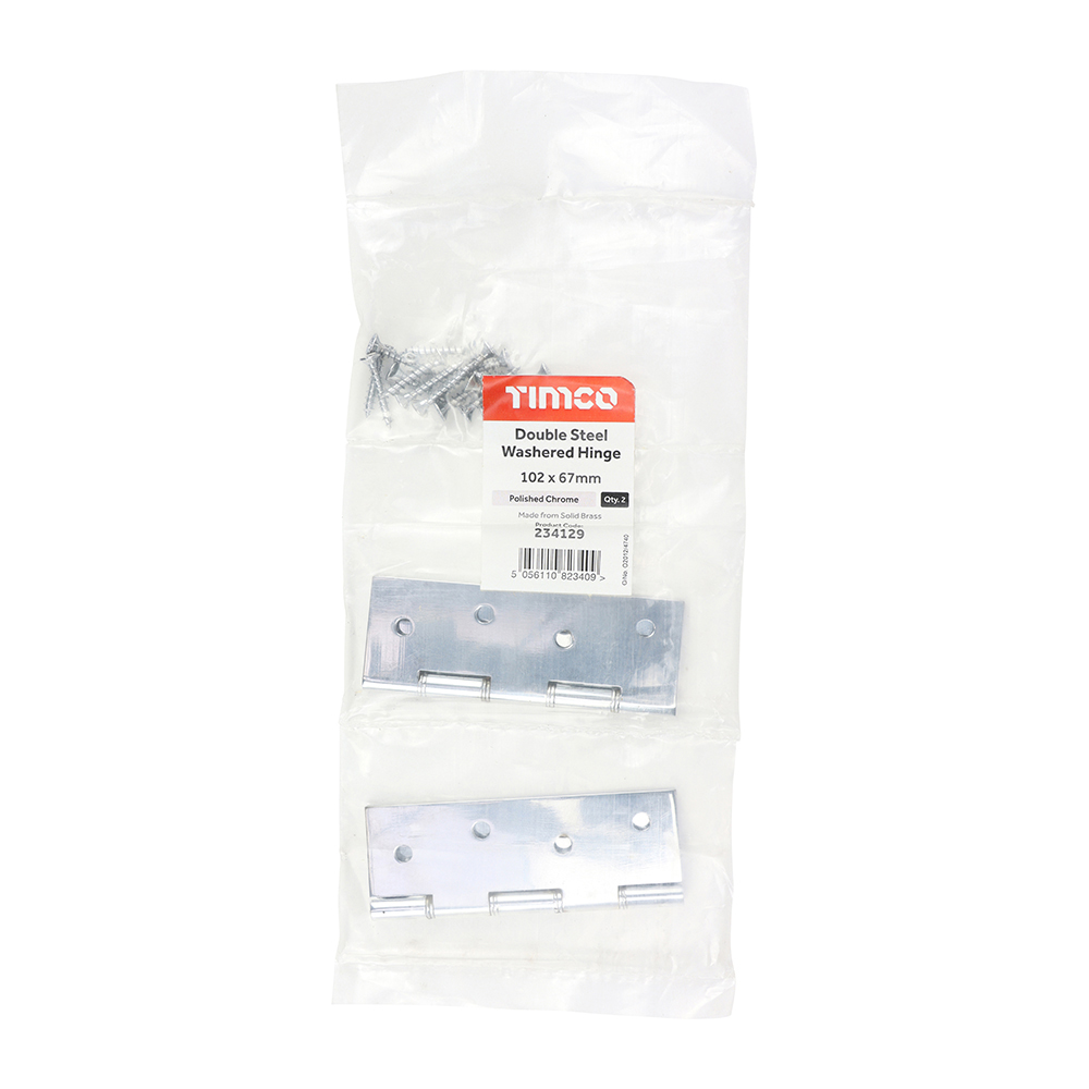 Double Steel Washered Hinges - Solid Brass - Polished Chrome