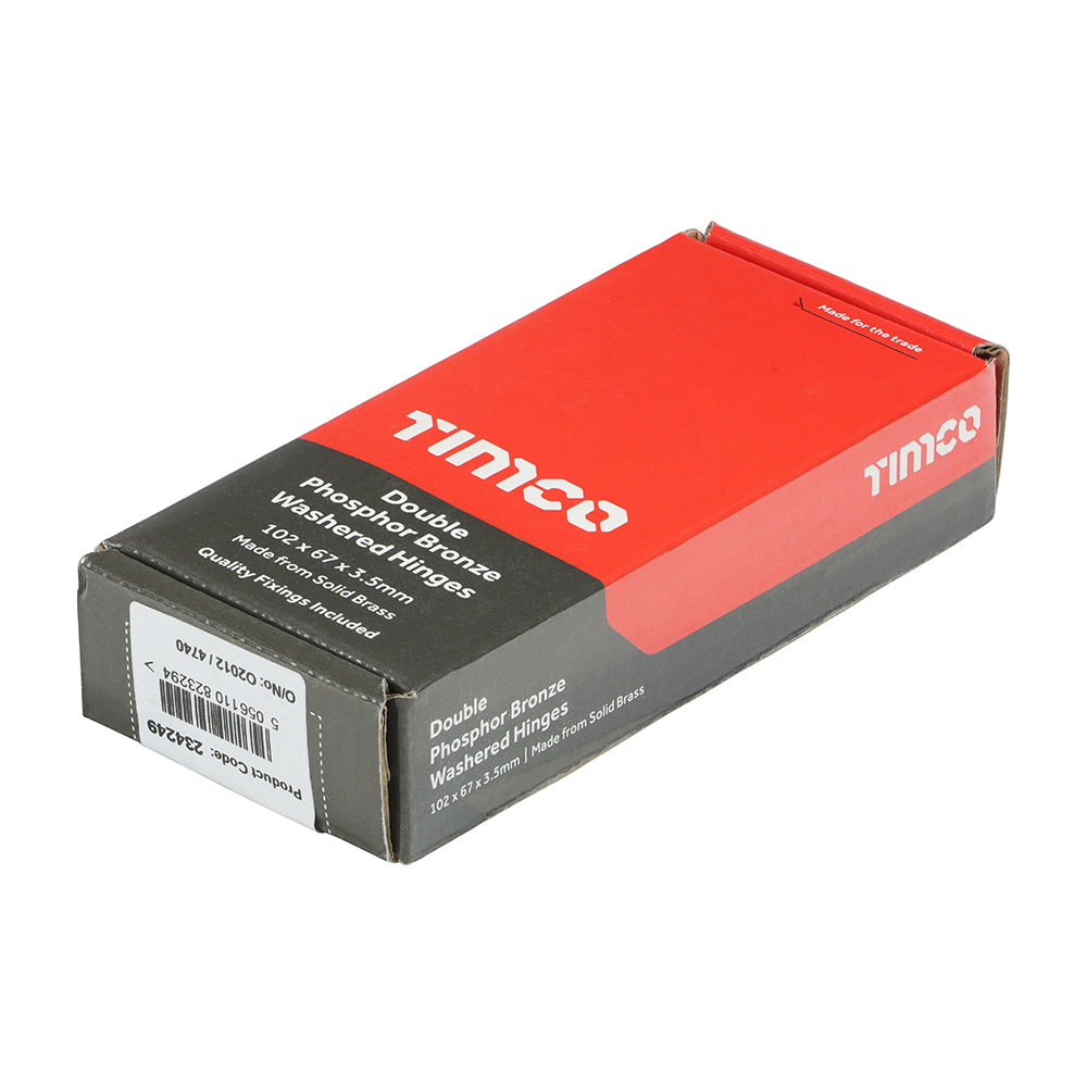 Double Phosphor Bronze Washered Hinges - Solid Brass - Bronze 102 x 67