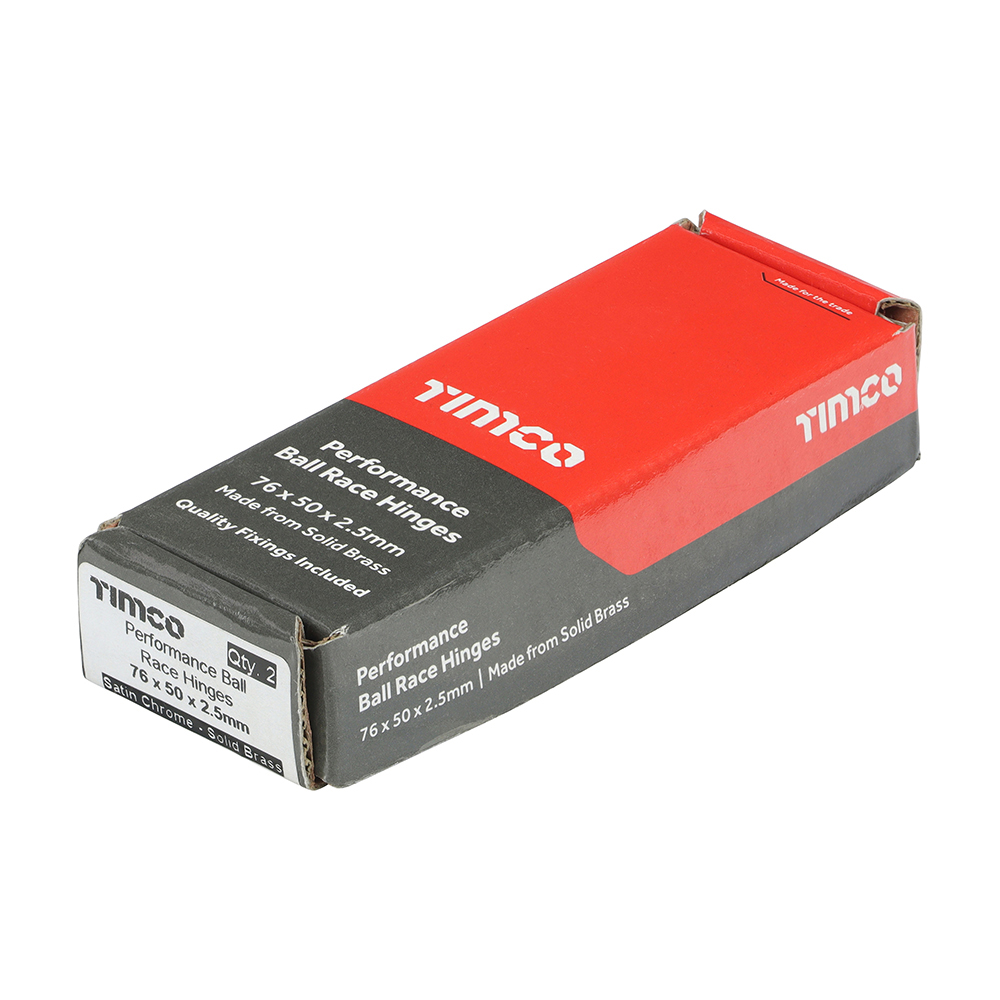 Performance Ball Race Hinges - Solid Brass - Satin Chrome - Packet