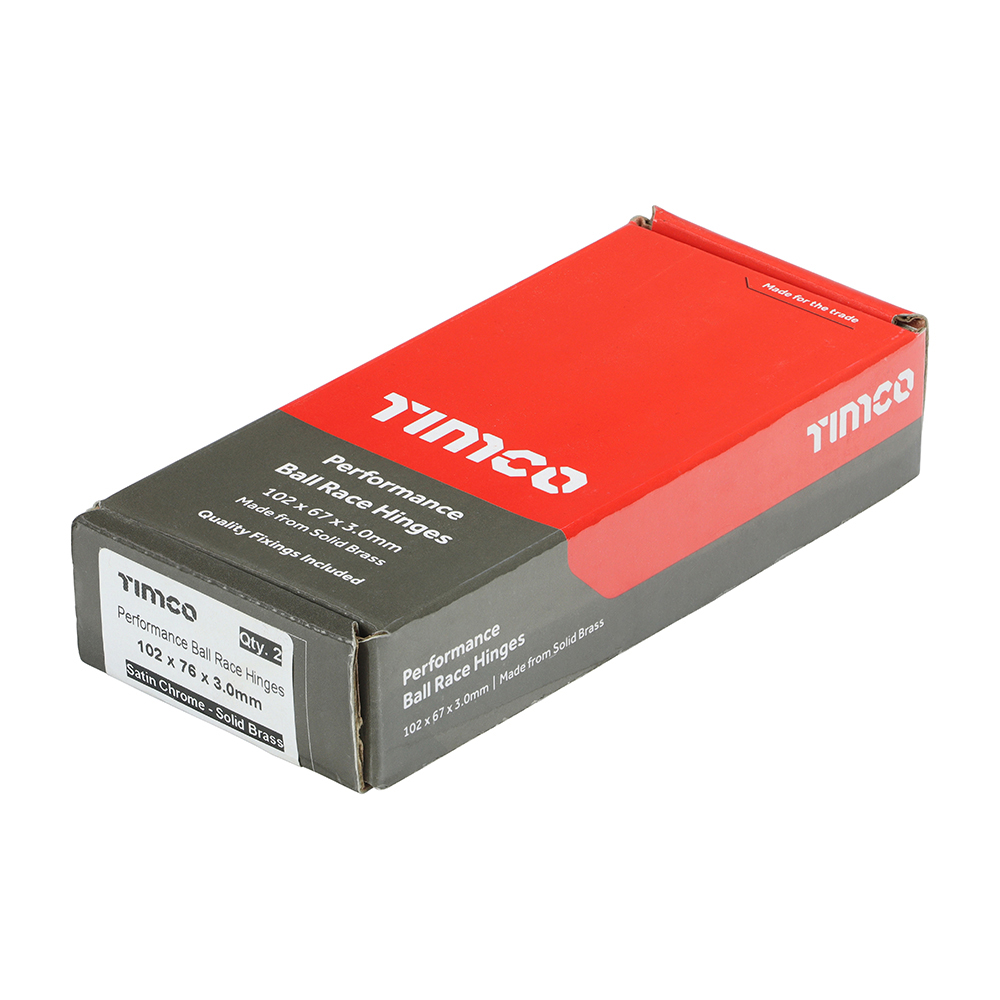 Performance Ball Race Hinges - Solid Brass - Satin Chrome - Packet