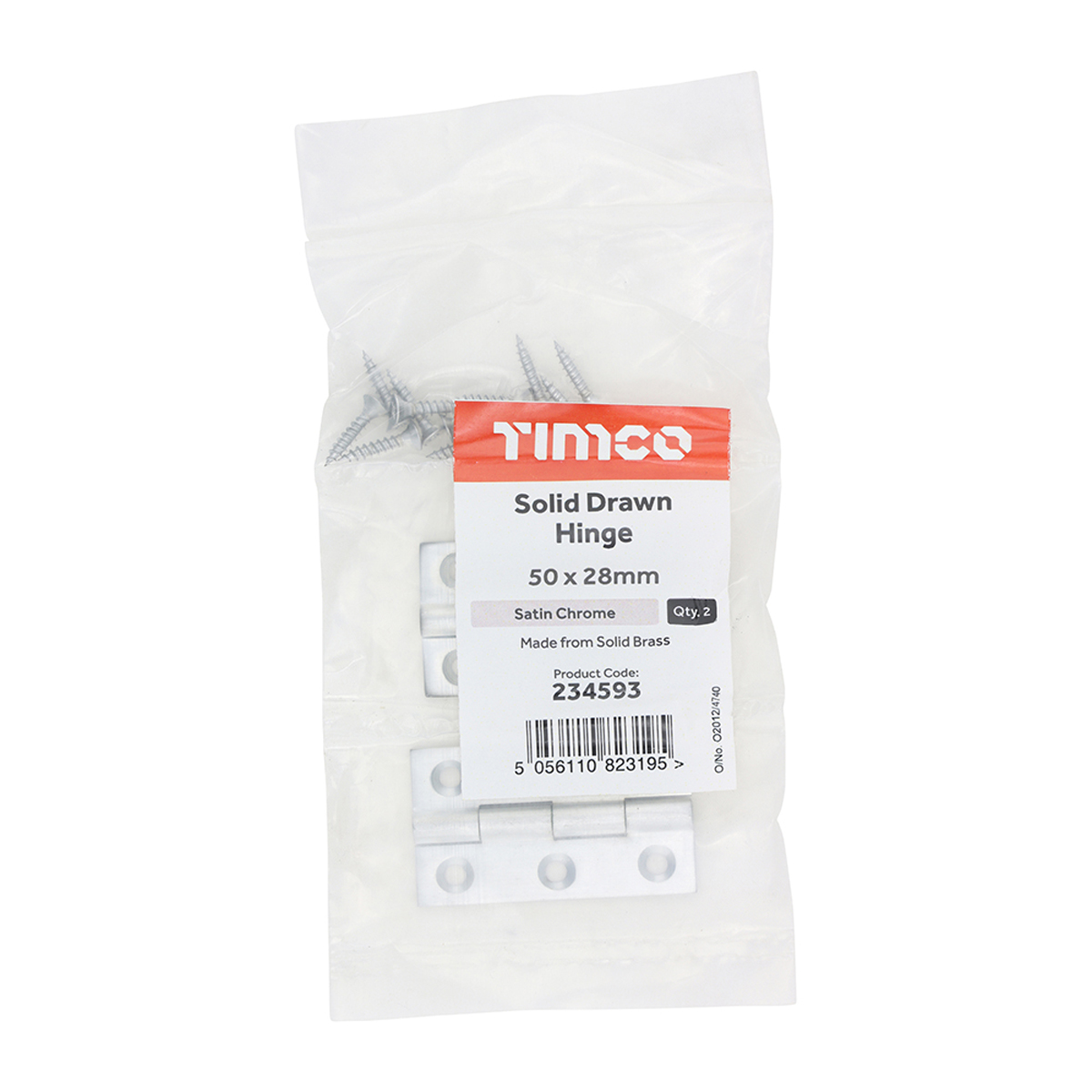 Solid Drawn Hinge - Solid Brass - Satin Chrome - 50 x 28 - In Packet