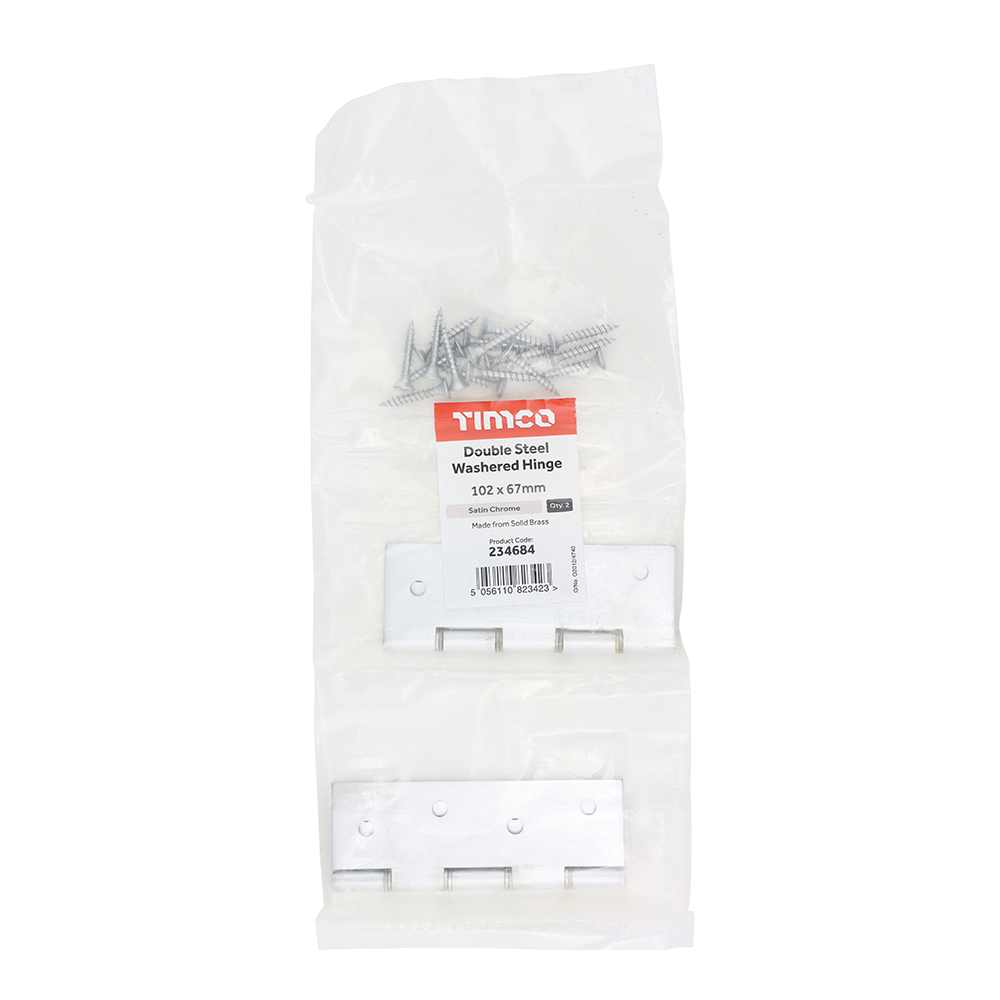 Double Steel Washered Hinges - Solid Brass - Satin Chrome