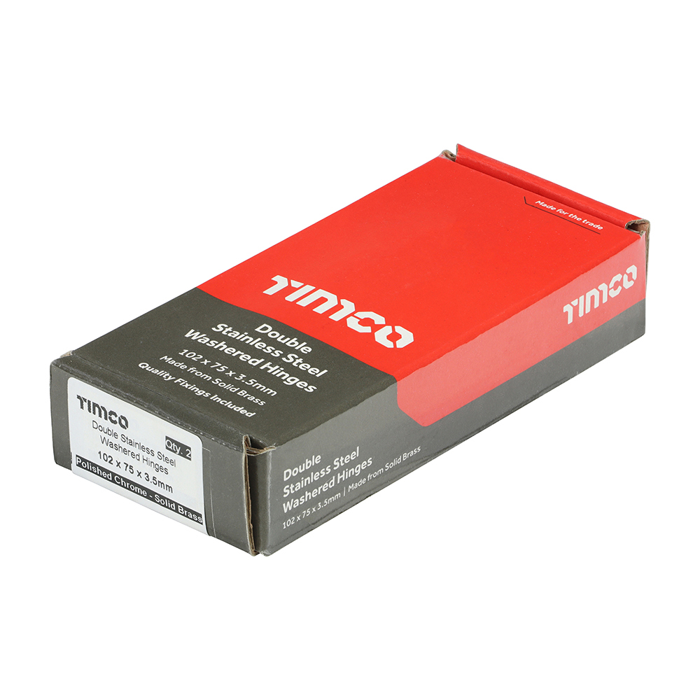 Double Stainless Steel Washered Hinges - Solid Brass - Polished Chrome