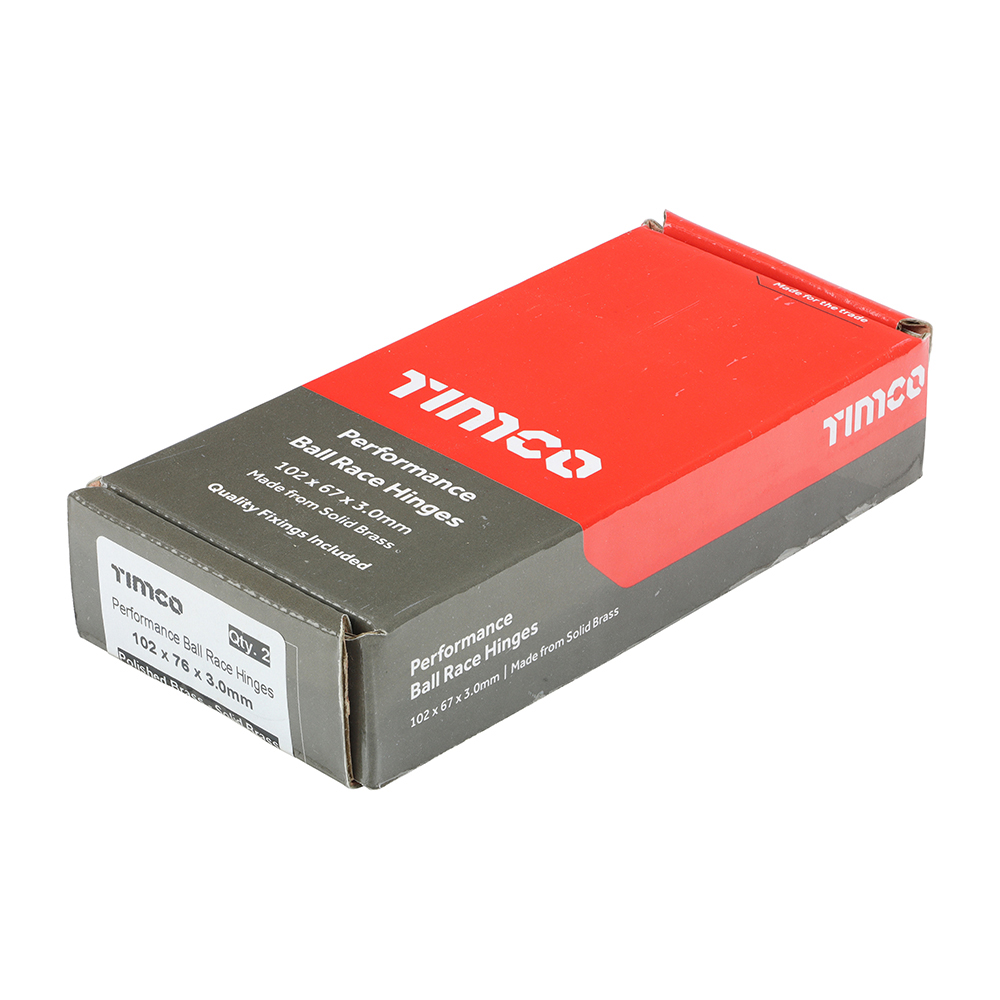 Performance Ball Race Hinges - Solid Brass - Polished Brass - Packet