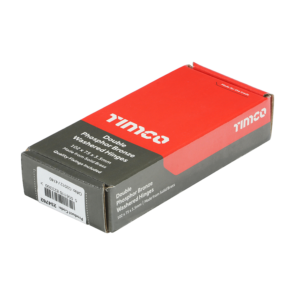 Double Phosphor Bronze Washered Hinges - Solid Brass - Bronze 102 x 75