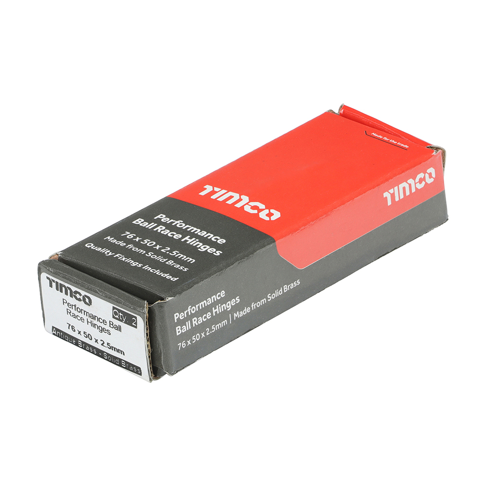 Performance Ball Race Hinges - Solid Brass - Antique Brass - Packet