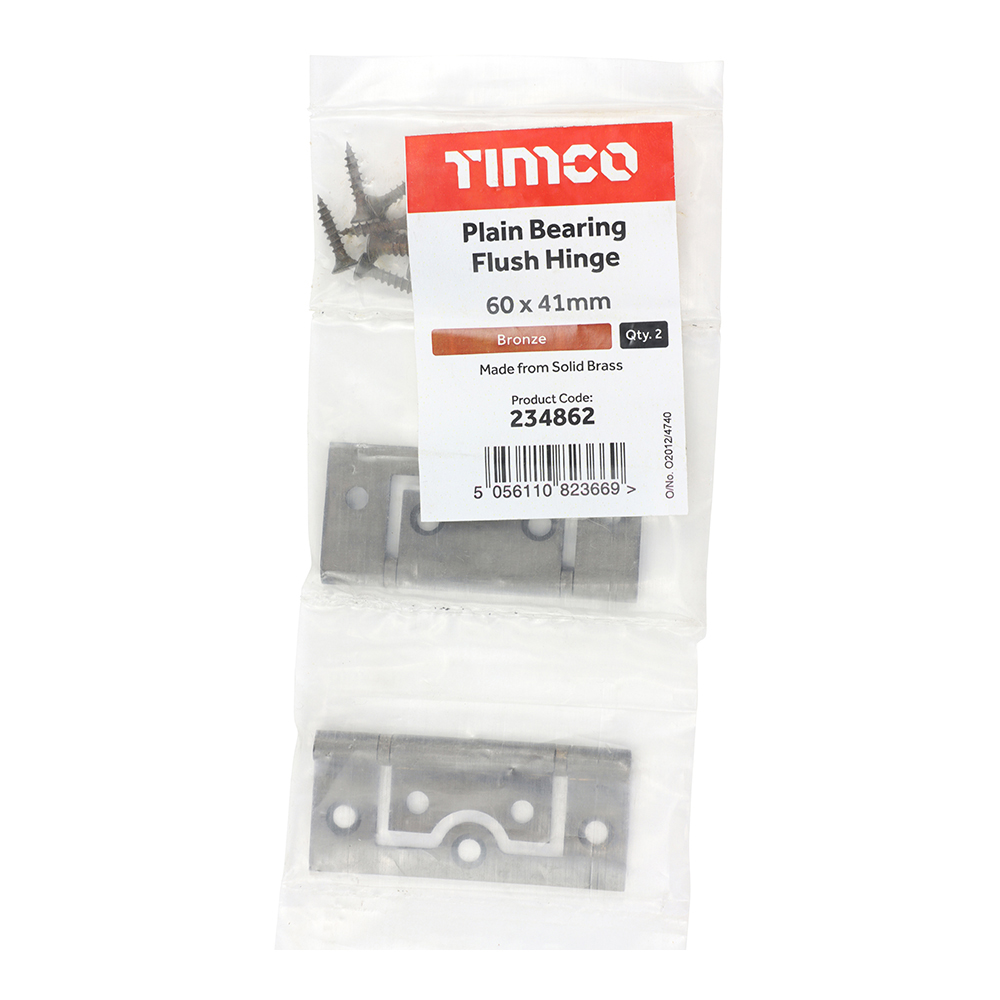 Plain Bearing Flush Hinges - Solid Brass - Bronze - Packet