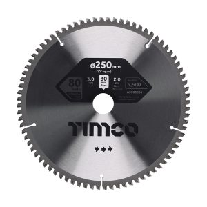 Timco -5° Circular Saw Blade - 250 x 30 x 80T - A2503080