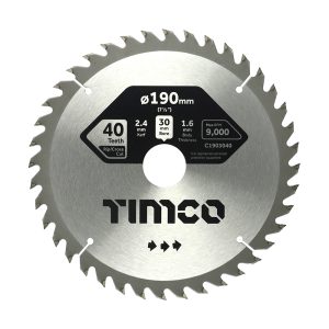 Timco Circular Saw Blade - General Purpose - Coarse/Medium - 190 x 30 x 40T - C1903040