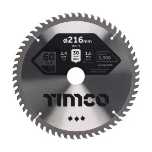 Timco Circular Saw Blade - Fine Trim/Finishing - Extra Fine - 216 x 30 x 60T - C2163060