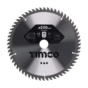 Timco Circular Saw Blade - Trimming/Crosscut - Medium/Fine - 250 x 30 x 60T - C2503060