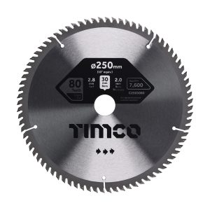 Timco Circular Saw Blade - Fine Trim/Finishing - Extra Fine - 250 x 30 x 80T - C2503080