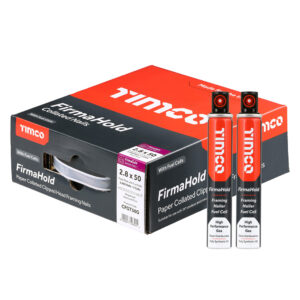 Timco FirmaHold 2.8 x 50mm Collated Clipped Head Nails & 3 Fuel Cells - FirmaGalv - Trade Pack - Ring Shank - Box of 3300 - CFGT50G