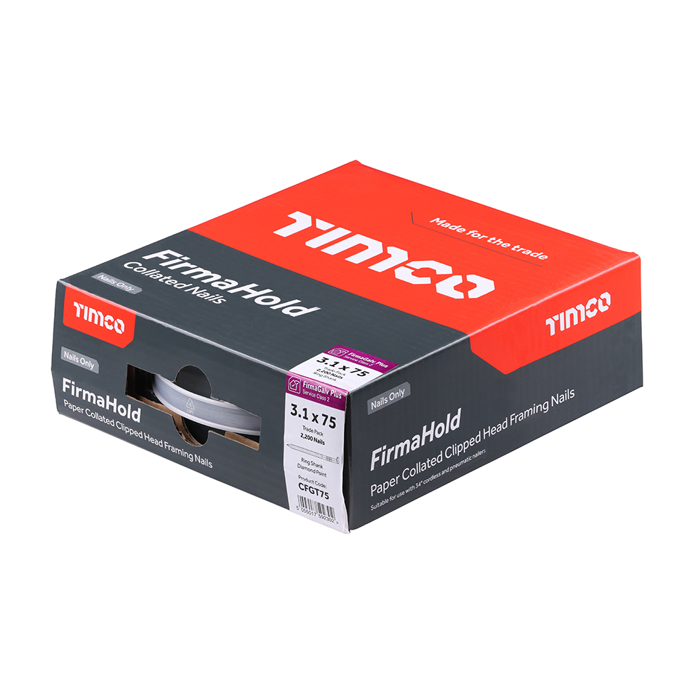 FirmaHold Collated Clipped Head Nails - Trade Pack - Ring Shank - FirmaGalv - 3.1 x 75