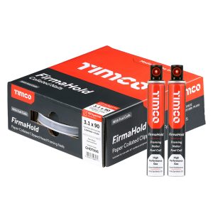 FirmaHold Collated Clipped Head Nails & Fuel Cells - Trade Pack - Plain Shank - Hot Dipped Galvanised - 3.1 x 90/2CFC