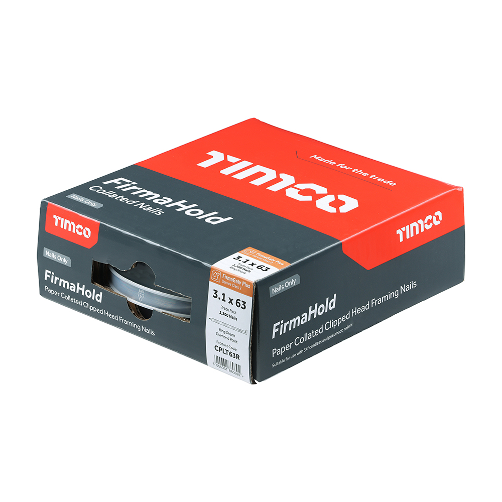 FirmaHold Collated Clipped Head Nails - Trade Pack - Ring Shank - FirmaGalv + 3.1 x 63