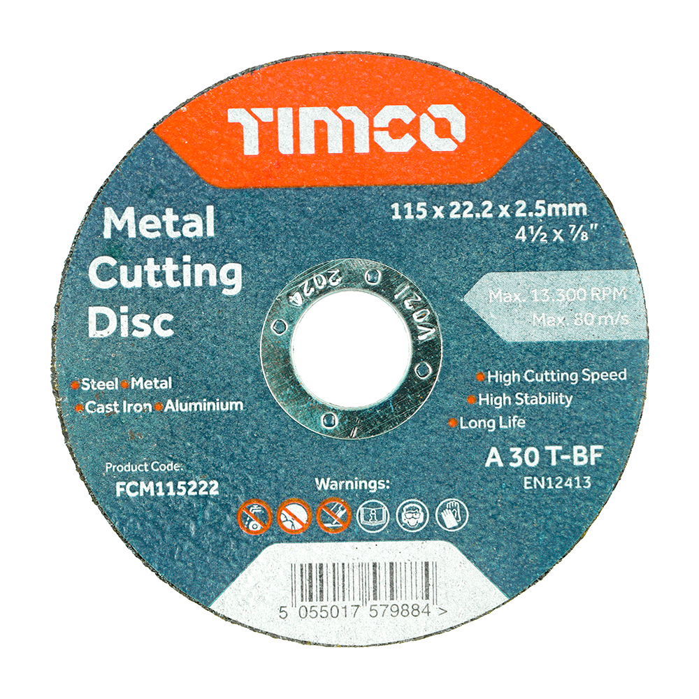 FCM115222_w1 Timco Bonded Abrasive Disc - For Cutting - 115 x 22.2 x 2.5