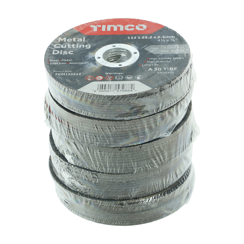 FCM115222_w2 Timco Bonded Abrasive Disc - For Cutting - 115 x 22.2 x 2.5 - Box of 50