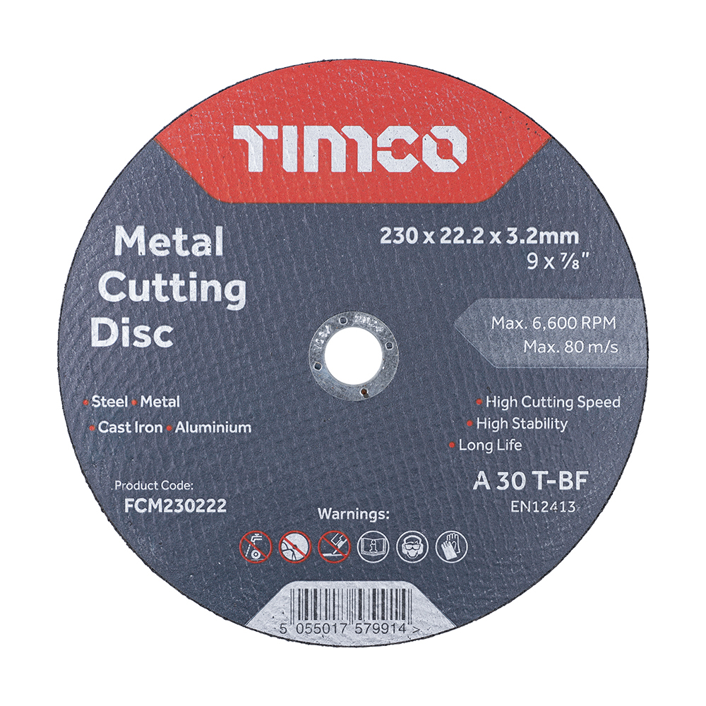 FCM230222_w1 Timco Bonded Abrasive Disc - For Cutting - 230 x 22.2 x 3.2