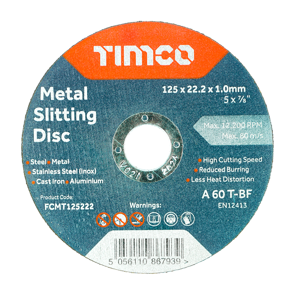 FCMT125222_w1 Timco Bonded Abrasive Disc - For Cutting - 125 x 22.2 x 1.0