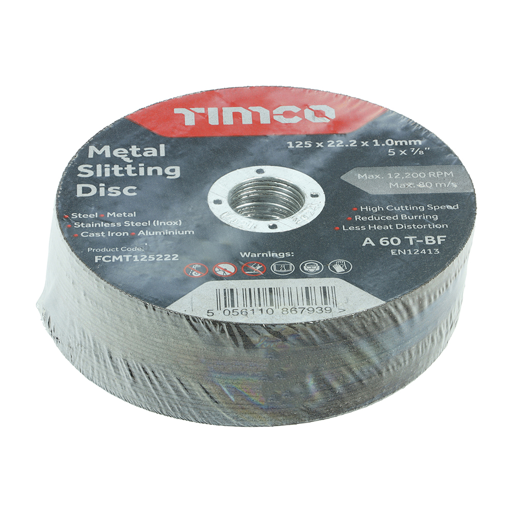 FCMT125222_w2 Timco Bonded Abrasive Disc - For Cutting - 125 x 22.2 x 1.0 - Box of 25