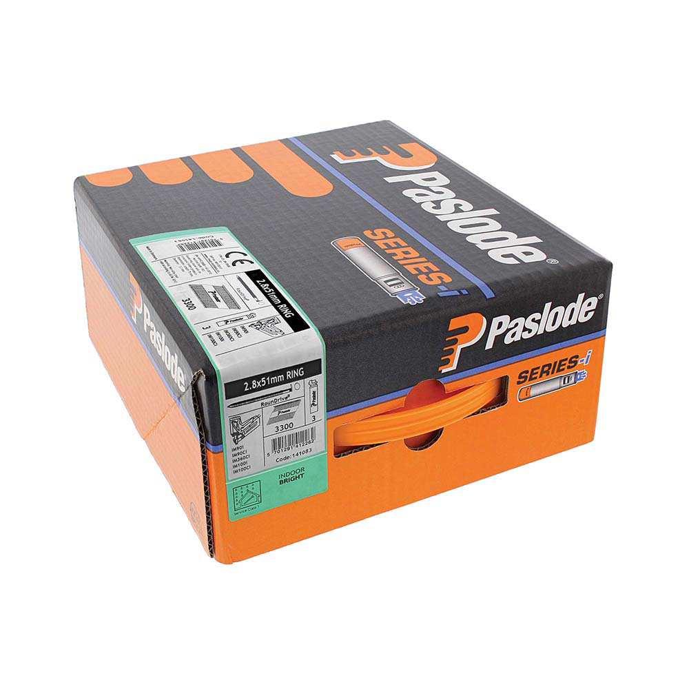 Paslode IM360Ci Nails & Fuel Cells Trade Pack - Ring Shank - Bright - 141083 2.8 x 51/3CFC - Box of 3300