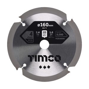 Timco PCD Fibre Cement Saw Blade 160 x 20 x 4T - PCD160204