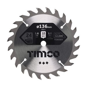 Timco Handheld Cordless Circular Saw Blade - 136 x 10 x 24T - T1361024