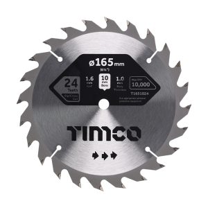 Timco Handheld Cordless Circular Saw Blade - 165 x 10 x 24T - T1651024