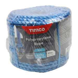 Timco - BR830C - Blue Poly Rope - Coil - 8mm x 30m - 1 EA in Unit