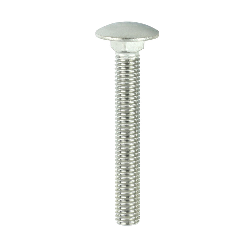 Timco Carriage Bolts - Stainless Steel - M10 x 75 - Bag of 5 - 1075CBSSX
