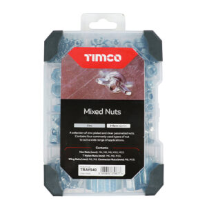 Timco Tray of 243 x Mix Nuts Zinc - TRAY540