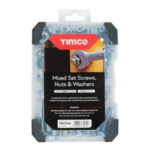 Timco Tray of 199 x Mix SetScrews Nuts WashersZinc - TRAY620