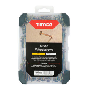 Timco Tray of 340 x Mix Woodscrews ZYP - TRAY360