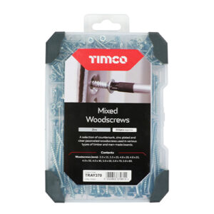 Timco Tray of 340 x Mix Woodscrews Zinc - TRAY370