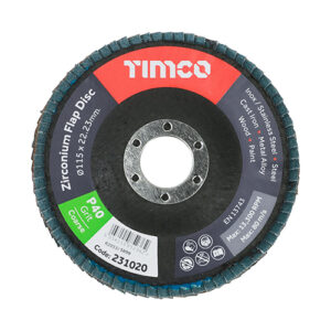 Timco - 231444 - Zirconium Flap Disc P40 Set - 115 x 22.23 - 10 pieces in Box