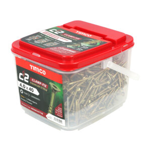Timco C2 Clamp-Fix Multi-Purpose Premium Screws - Yellow 4.0 x 40 - TX - Double Countersunk - Tub of 1200 - 40040C2CTUB