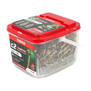 Timco C2 Clamp-Fix Multi-Purpose Premium Screws - Yellow 4.0 x 50 - TX - Double Countersunk - Tub of 800 - 40050C2CTUB