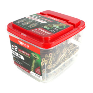 Timco C2 Clamp-Fix Multi-Purpose Premium Screws - Yellow 5.0 x 80 - TX - Double Countersunk - Tub of 350 - 50080C2CTUB
