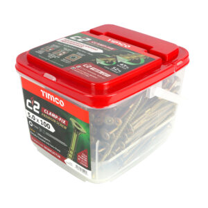 Timco C2 Clamp-Fix Multi-Purpose Premium Screws - Yellow 5.0 x 100 - TX - Double Countersunk -Tub of 300 - 50100C2CTUB