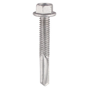 Timco Metal Construction Heavy Section Screws - Hex - Self-Drilling - Exterior - Silver Organic - 5.5 x 38 - Box of 100 - H38B