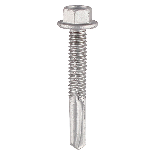 Timco Metal Construction Heavy Section Screws - Hex - Self-Drilling - Exterior - Silver Organic - 5.5 x 38 - Box of 100 - H38B