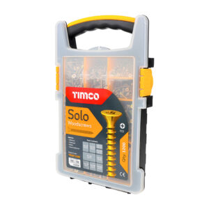 Timco Solo Chipboard & Woodscrews - Mixed Tray - PZ - Double Countersunk - Yellow - Tray of 1200 - TRAY1200