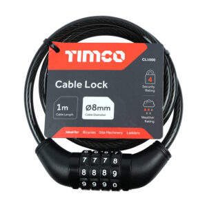Timco - CL1000 - Combination Cable Lock - 8mm x 1m - 1 EA in Unit