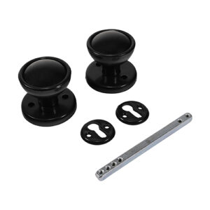 Timco 50mm Plastic Rim/Mortice Knob Set - Black - RPKSB