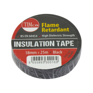 Timco - ITBLACK - PVC Insulation Tape Black - 25m x 18mm - 10 pieces in Roll Pack
