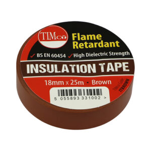 Timco - ITBROWN - PVC Insulation Tape Brown - 25m x 18mm - 10 pieces in Roll Pack