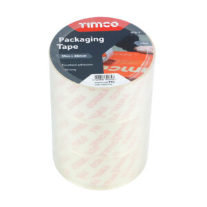 Timco Packaging Tape - Clear - 50m x 48mm - Roll of 3 - PTC